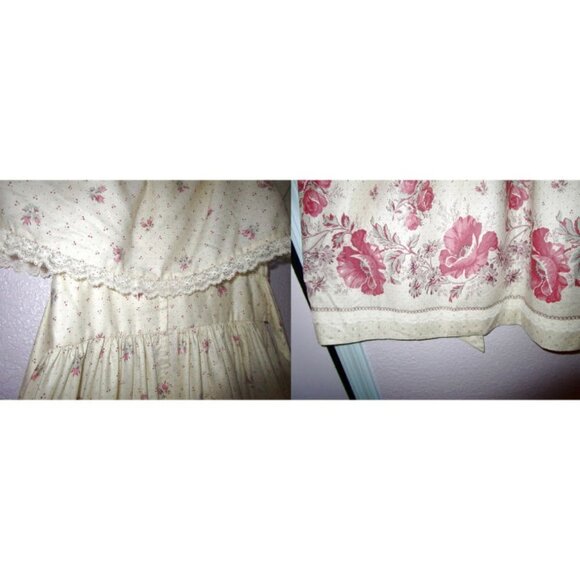 70s Vtg Midi Dress & Petticoat Size XXS Tiered 2 Piece Cottagecore Boho Prairie - Picture 6 of 12